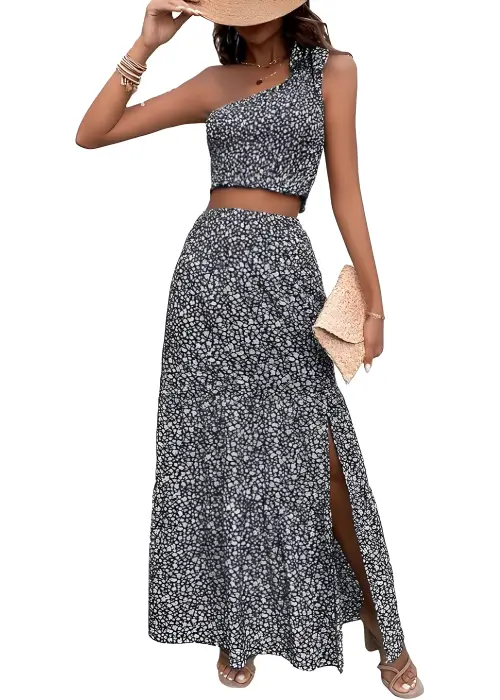 Crop Top and Split Maxi Skirt Sets